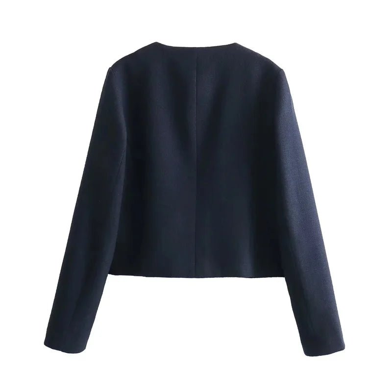 MUJER 2025 Cropped Tweed Jacket Woman Coat Button Long Sleeve Elegant Jackets For Women Short Coats Fashion New In Outerwears - MAGUSTA BEAUTY