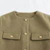 MUJER 2025 Cropped Tweed Jacket Woman Coat Button Long Sleeve Elegant Jackets For Women Short Coats Fashion New In Outerwears - MAGUSTA BEAUTY