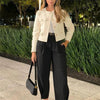 MUJER 2025 Cropped Tweed Jacket Woman Coat Button Long Sleeve Elegant Jackets For Women Short Coats Fashion New In Outerwears - MAGUSTA BEAUTY