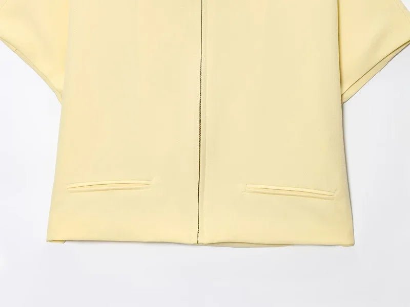 MUJER Women's Cropped Jacket Short Sleeve Varsity Jackets for Women Summer Zip up New in Coats and Jackets Holiday Outerwears - MAGUSTA BEAUTY