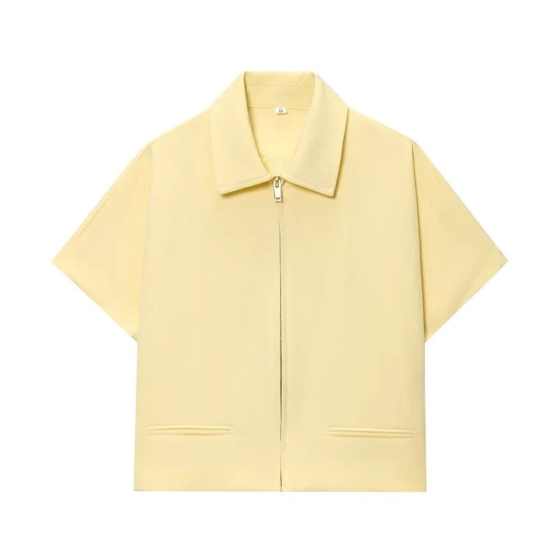MUJER Women's Cropped Jacket Short Sleeve Varsity Jackets for Women Summer Zip up New in Coats and Jackets Holiday Outerwears - MAGUSTA BEAUTY