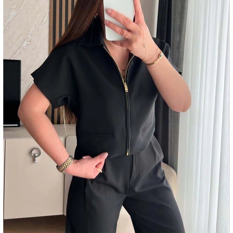 MUJER Women's Cropped Jacket Short Sleeve Varsity Jackets for Women Summer Zip up New in Coats and Jackets Holiday Outerwears - MAGUSTA BEAUTY