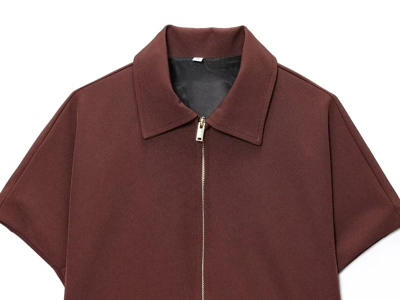MUJER Women's Cropped Jacket Short Sleeve Varsity Jackets for Women Summer Zip up New in Coats and Jackets Holiday Outerwears - MAGUSTA BEAUTY