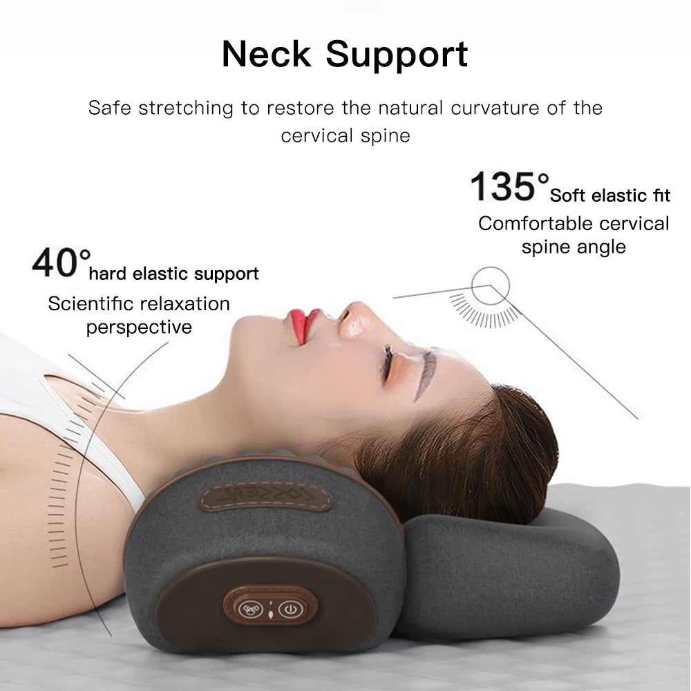 Neck Massager Pillow Cervical Orthopedic Pillow Lifting Traction Relax Hot Compress Vibration Massage Neck Pain Relief - MAGUSTA BEAUTY