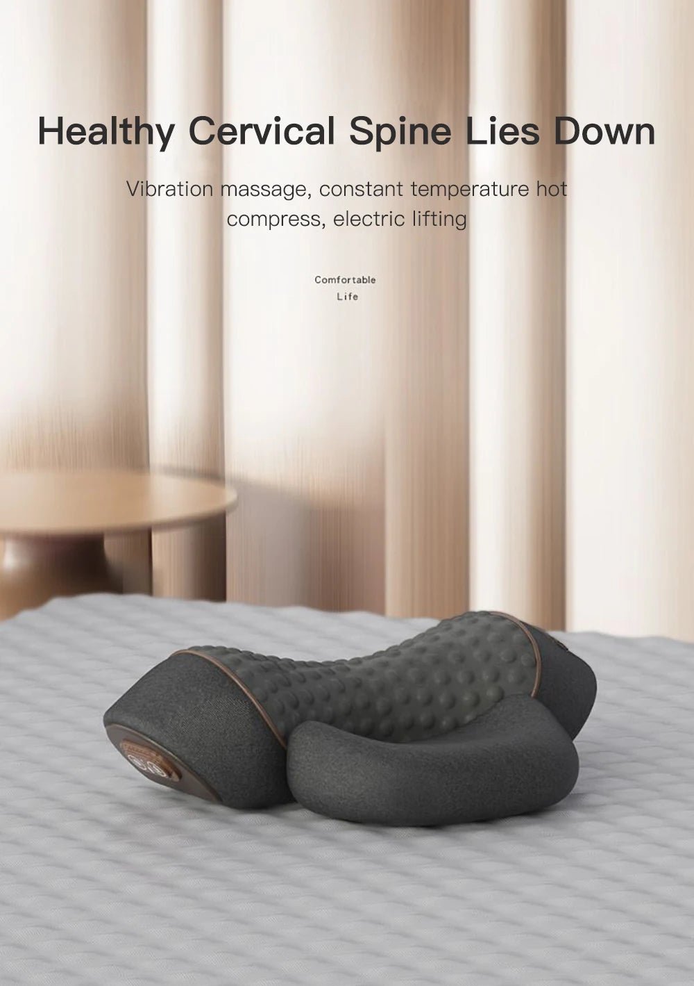 Neck Massager Pillow Cervical Orthopedic Pillow Lifting Traction Relax Hot Compress Vibration Massage Neck Pain Relief - MAGUSTA BEAUTY