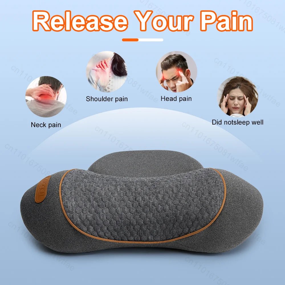 Neck Massager Pillow Cervical Orthopedic Pillow Lifting Traction Relax Hot Compress Vibration Massage Neck Pain Relief - MAGUSTA BEAUTY