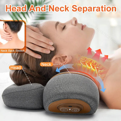 Neck Massager Pillow Cervical Orthopedic Pillow Lifting Traction Relax Hot Compress Vibration Massage Neck Pain Relief - MAGUSTA BEAUTY
