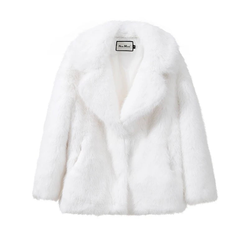 Neo Mint Women Winter 2024 High Quality Luxury Faux Fur Coat Thicken Warm Overcoat Outerwear Hot Girls Solid Long Fox Fur Jacket - MAGUSTA BEAUTY