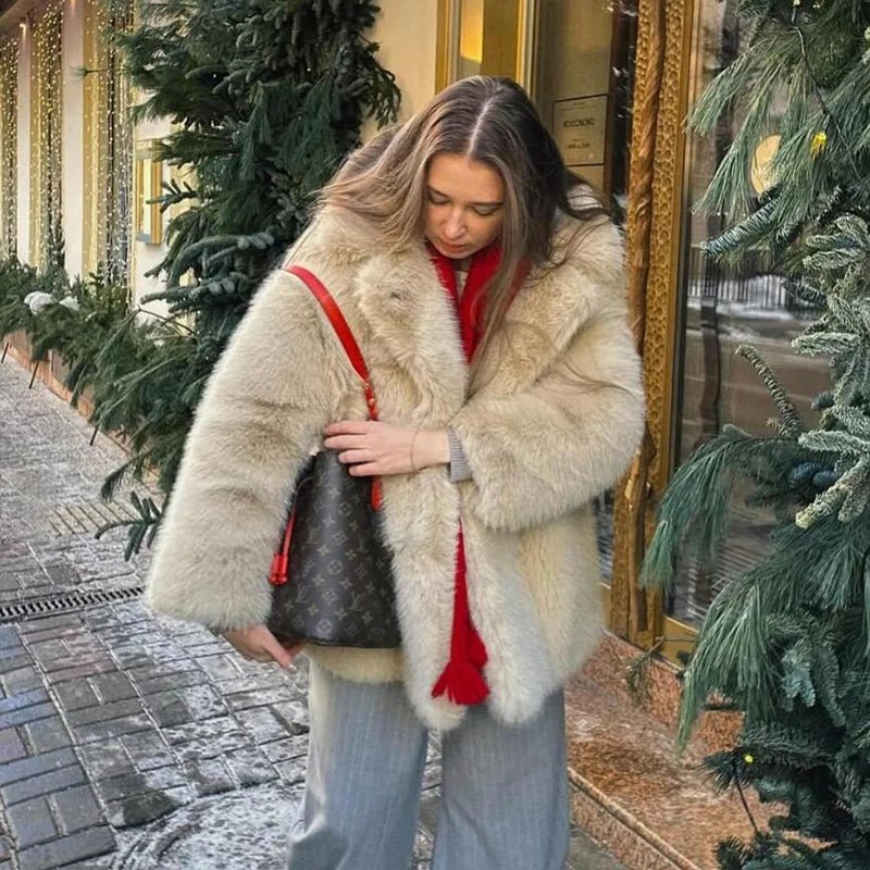 Neo Mint Women Winter 2024 High Quality Luxury Faux Fur Coat Thicken Warm Overcoat Outerwear Hot Girls Solid Long Fox Fur Jacket - MAGUSTA BEAUTY
