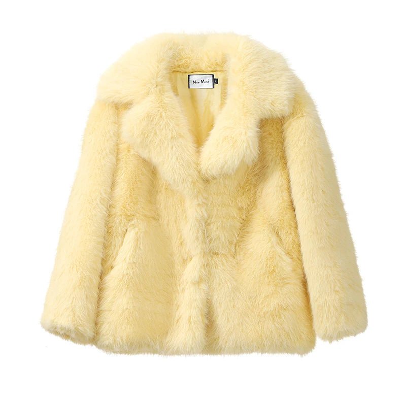 Neo Mint Women Winter 2024 High Quality Luxury Faux Fur Coat Thicken Warm Overcoat Outerwear Hot Girls Solid Long Fox Fur Jacket - MAGUSTA BEAUTY