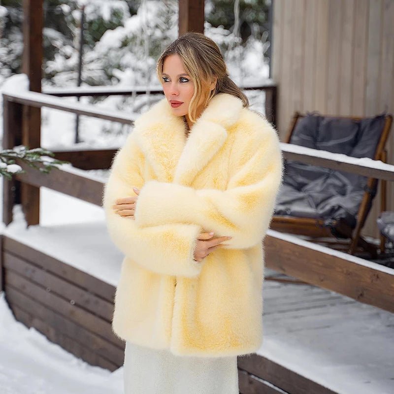 Neo Mint Women Winter 2024 High Quality Luxury Faux Fur Coat Thicken Warm Overcoat Outerwear Hot Girls Solid Long Fox Fur Jacket - MAGUSTA BEAUTY