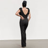 New 2025 Summer Women V Neck Sleeveless Elegant Straight Jumpsuits Edible Tree Fungus Sexy Birthday Party Jumpsuit Rompers Black - MAGUSTA BEAUTY