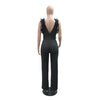 New 2025 Summer Women V Neck Sleeveless Elegant Straight Jumpsuits Edible Tree Fungus Sexy Birthday Party Jumpsuit Rompers Black - MAGUSTA BEAUTY