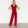 New 2025 Summer Women V Neck Sleeveless Elegant Straight Jumpsuits Edible Tree Fungus Sexy Birthday Party Jumpsuit Rompers Black - MAGUSTA BEAUTY