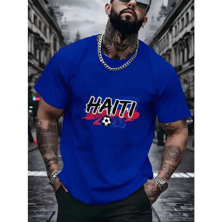 【New Arrival】Men Haiti 2026 Soccer Fan T-Shirt Red Short Sleeve Crewneck Tee Haitian Football Flag Inspired Tops - MAGUSTA BEAUTY