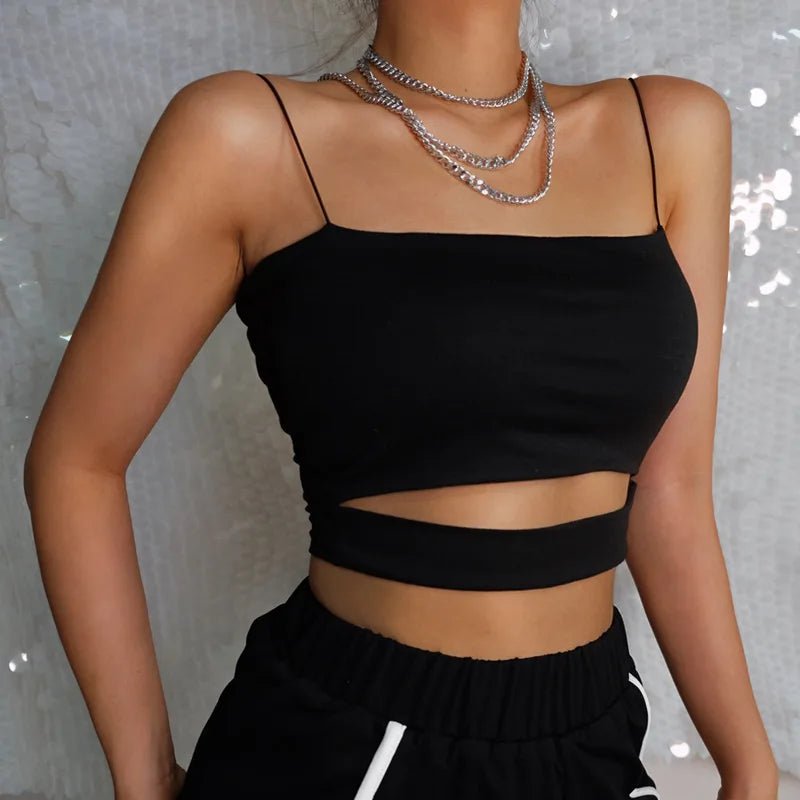 New Fashion Hot Sexy Women Summer Sexy Casual Sleeveless Cut - Out Short Tee Shirt Crop Top Vest Strap Tank Top Blouse - MAGUSTA BEAUTY