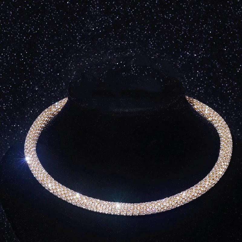 New Fashion Rhinestone Collar Choker Necklace for Women Exaggerated Simple Big Chunky Chain Necklace Torques Jewelry Accessories - MAGUSTA BEAUTY