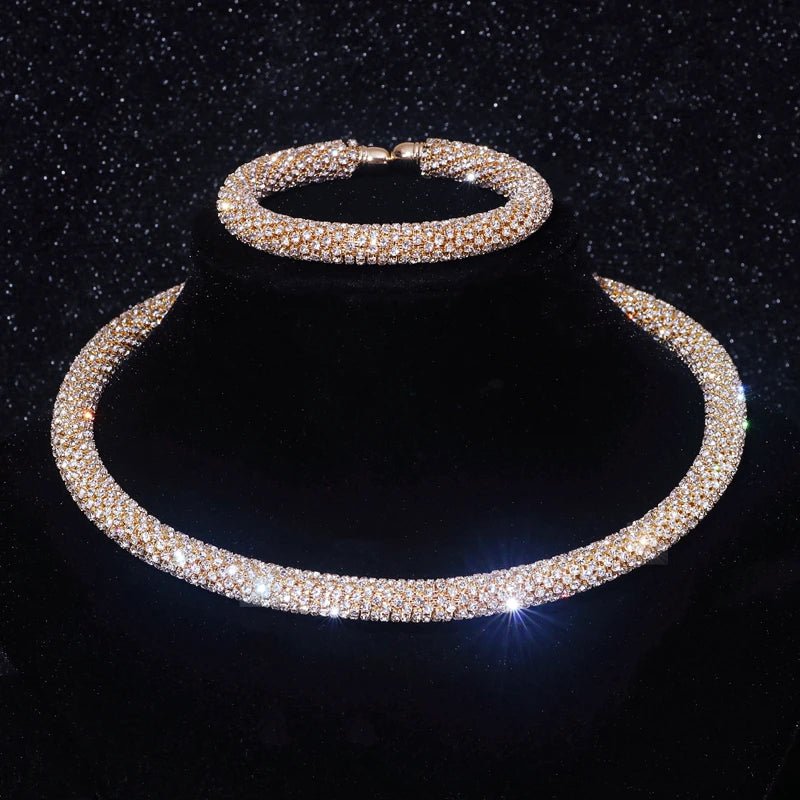 New Fashion Rhinestone Collar Choker Necklace for Women Exaggerated Simple Big Chunky Chain Necklace Torques Jewelry Accessories - MAGUSTA BEAUTY