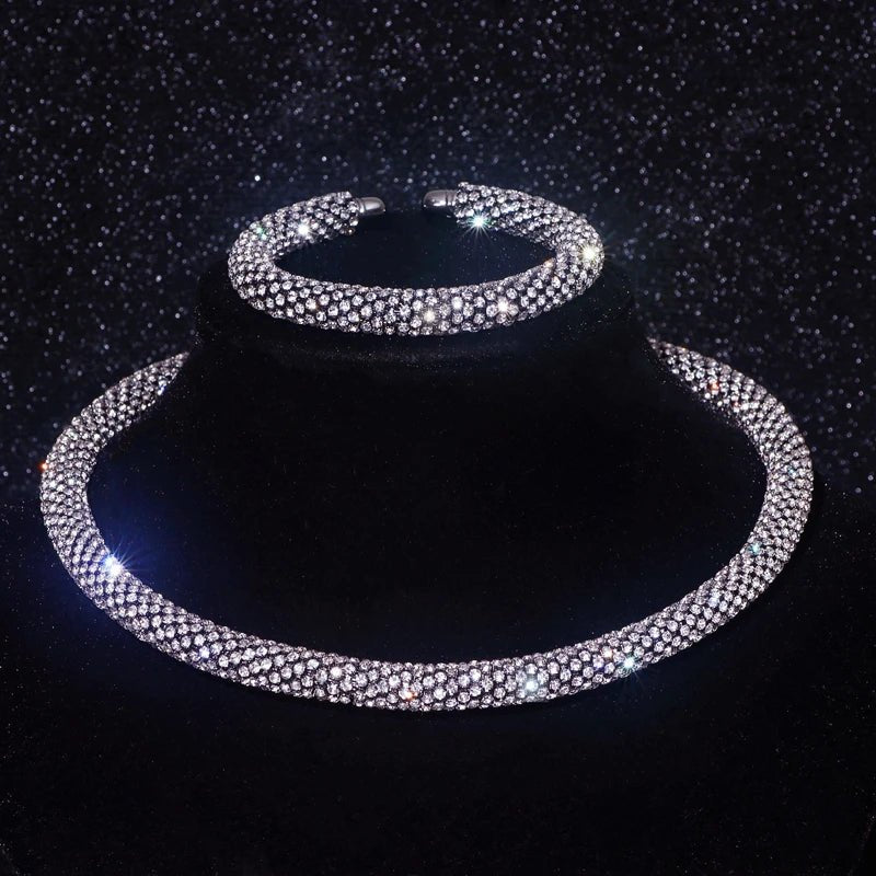New Fashion Rhinestone Collar Choker Necklace for Women Exaggerated Simple Big Chunky Chain Necklace Torques Jewelry Accessories - MAGUSTA BEAUTY