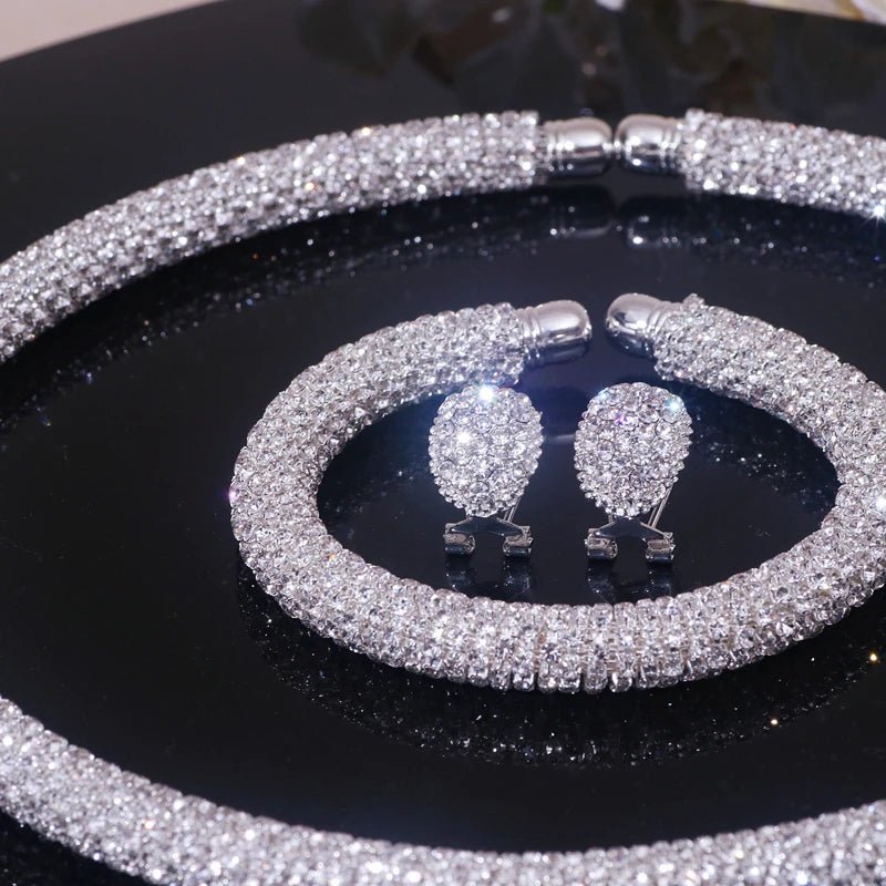 New Fashion Rhinestone Collar Choker Necklace for Women Exaggerated Simple Big Chunky Chain Necklace Torques Jewelry Accessories - MAGUSTA BEAUTY