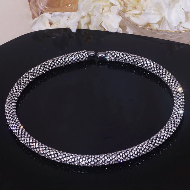 New Fashion Rhinestone Collar Choker Necklace for Women Exaggerated Simple Big Chunky Chain Necklace Torques Jewelry Accessories - MAGUSTA BEAUTY