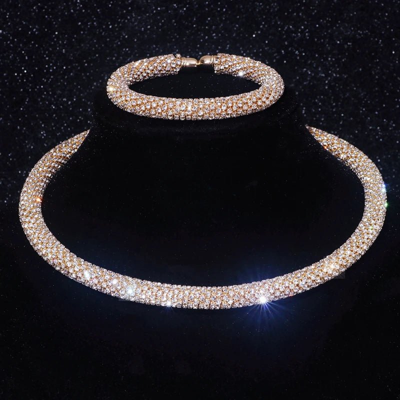 New Fashion Rhinestone Collar Choker Necklace for Women Exaggerated Simple Big Chunky Chain Necklace Torques Jewelry Accessories - MAGUSTA BEAUTY