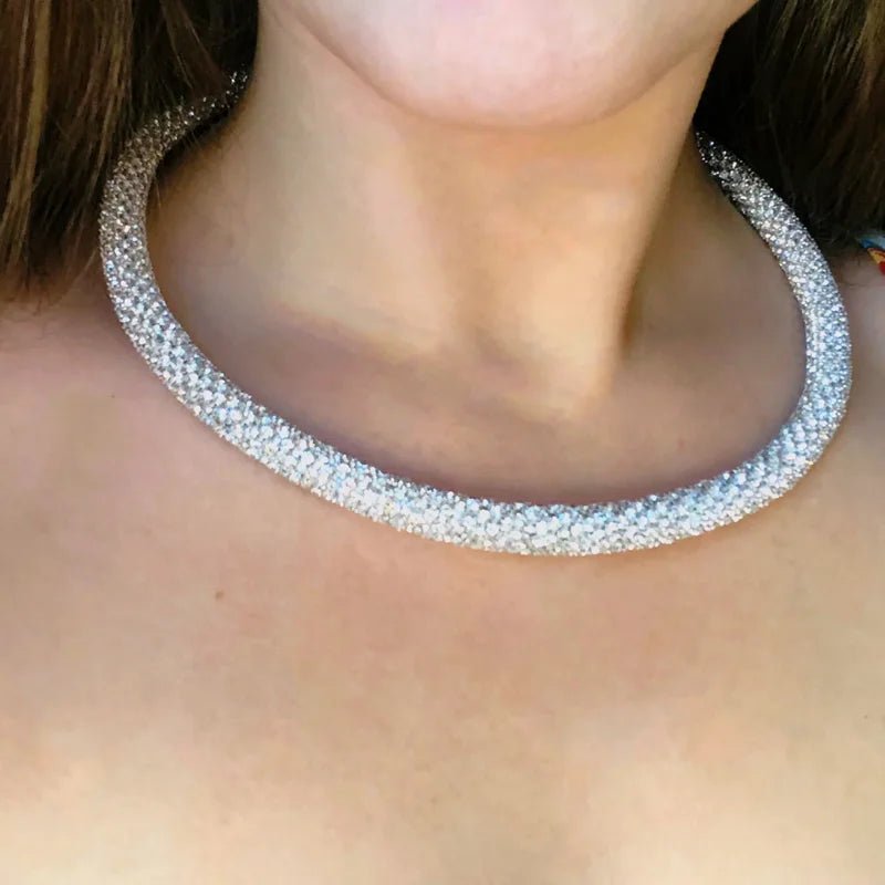 New Fashion Rhinestone Collar Choker Necklace for Women Exaggerated Simple Big Chunky Chain Necklace Torques Jewelry Accessories - MAGUSTA BEAUTY