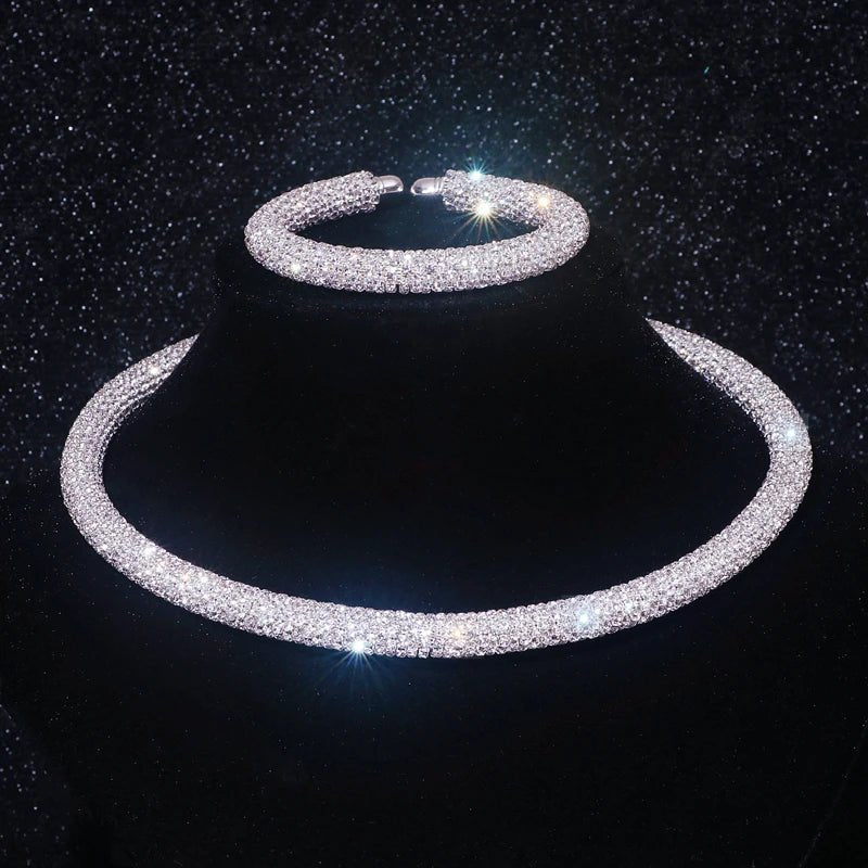 New Fashion Rhinestone Collar Choker Necklace for Women Exaggerated Simple Big Chunky Chain Necklace Torques Jewelry Accessories - MAGUSTA BEAUTY