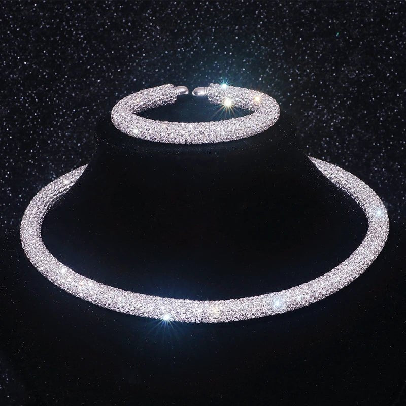New Fashion Rhinestone Collar Choker Necklace for Women Exaggerated Simple Big Chunky Chain Necklace Torques Jewelry Accessories - MAGUSTA BEAUTY
