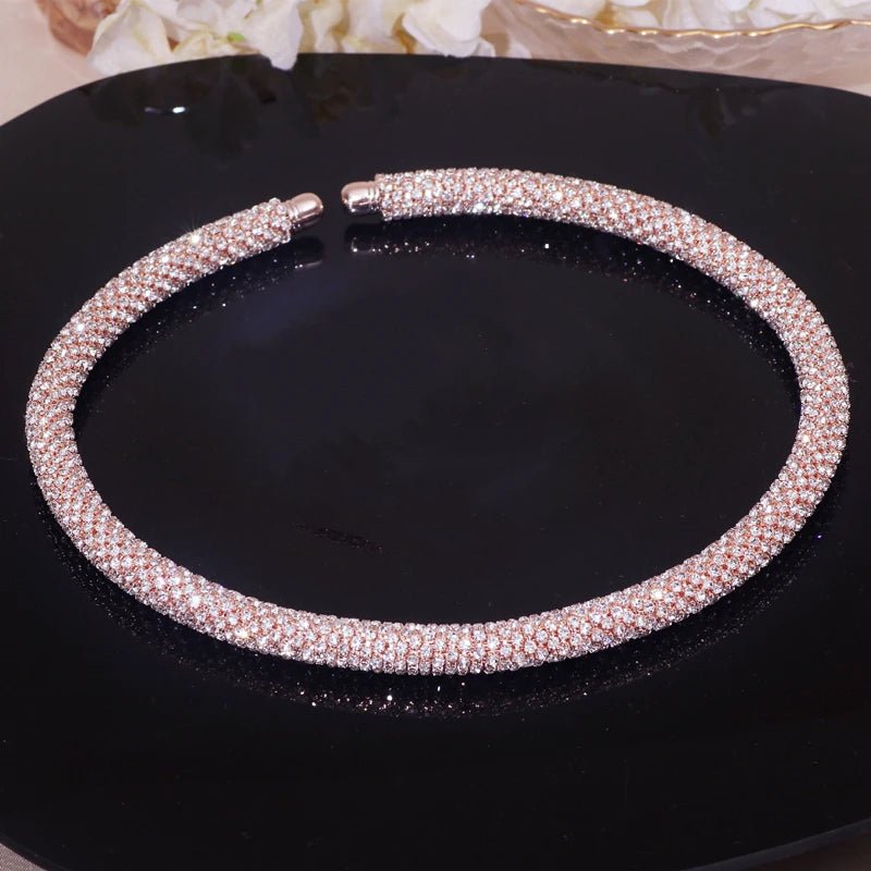 New Fashion Rhinestone Collar Choker Necklace for Women Exaggerated Simple Big Chunky Chain Necklace Torques Jewelry Accessories - MAGUSTA BEAUTY