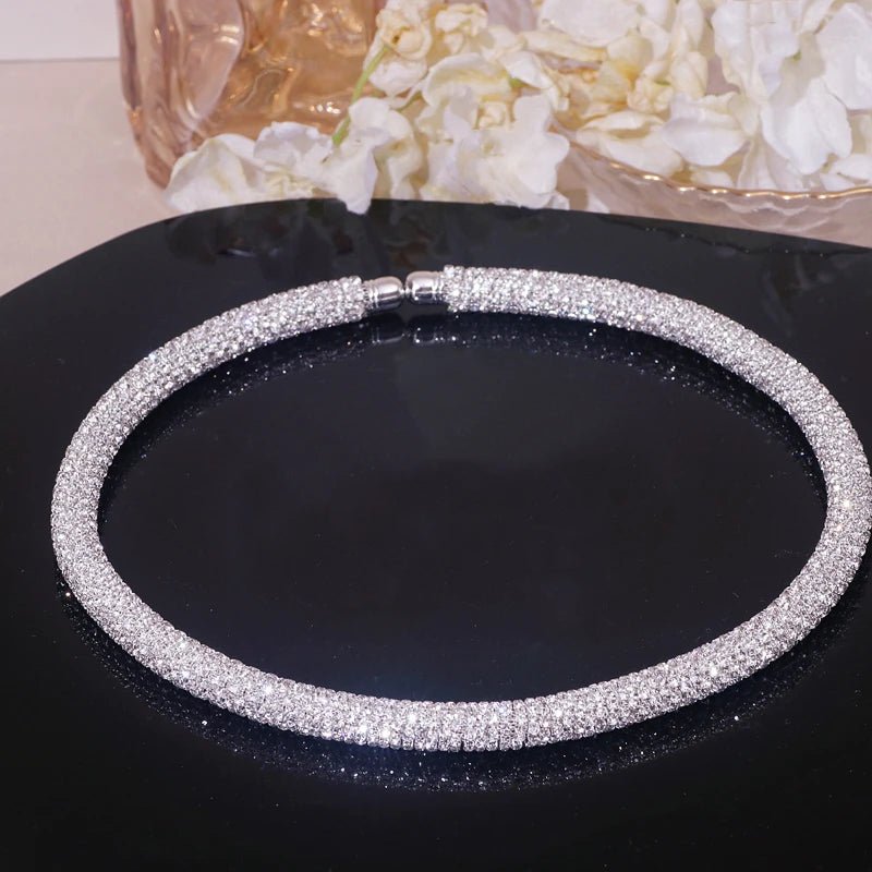 New Fashion Rhinestone Collar Choker Necklace for Women Exaggerated Simple Big Chunky Chain Necklace Torques Jewelry Accessories - MAGUSTA BEAUTY
