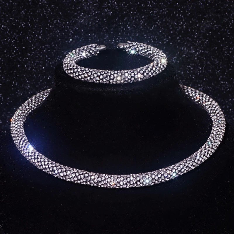 New Fashion Rhinestone Collar Choker Necklace for Women Exaggerated Simple Big Chunky Chain Necklace Torques Jewelry Accessories - MAGUSTA BEAUTY
