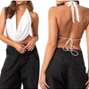New Fashion Women Halterneck Tops Summer Casual Front Draped Bandage Backless Sleeveless Tops Streetwear - MAGUSTA BEAUTY