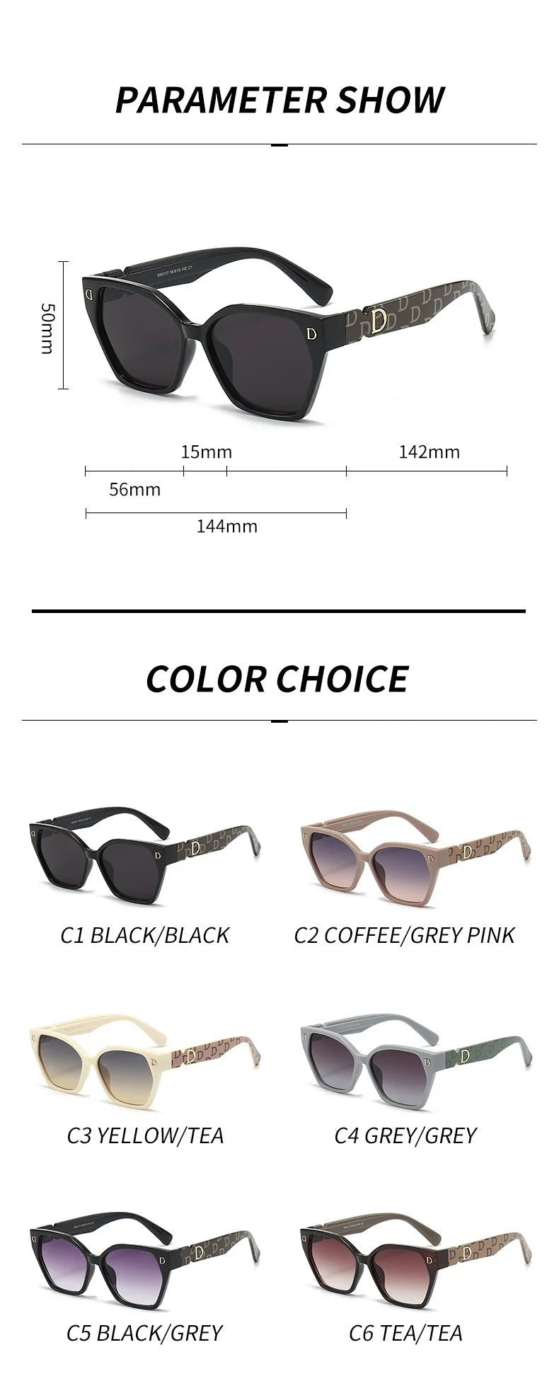 New Luxury D Brand Glamour Sunglasses For Women And Men Stylish Cat Eye Designer Eyewear Classic Fashion Unisex Glasses UV400 - MAGUSTA BEAUTY
