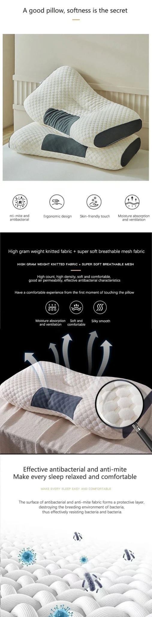 New Neck Pillow Help Sleep And Protect The Neck Cervical Orthopedic Soybean Fiber Massage Household SPA Pillow For Sleeping - MAGUSTA BEAUTY