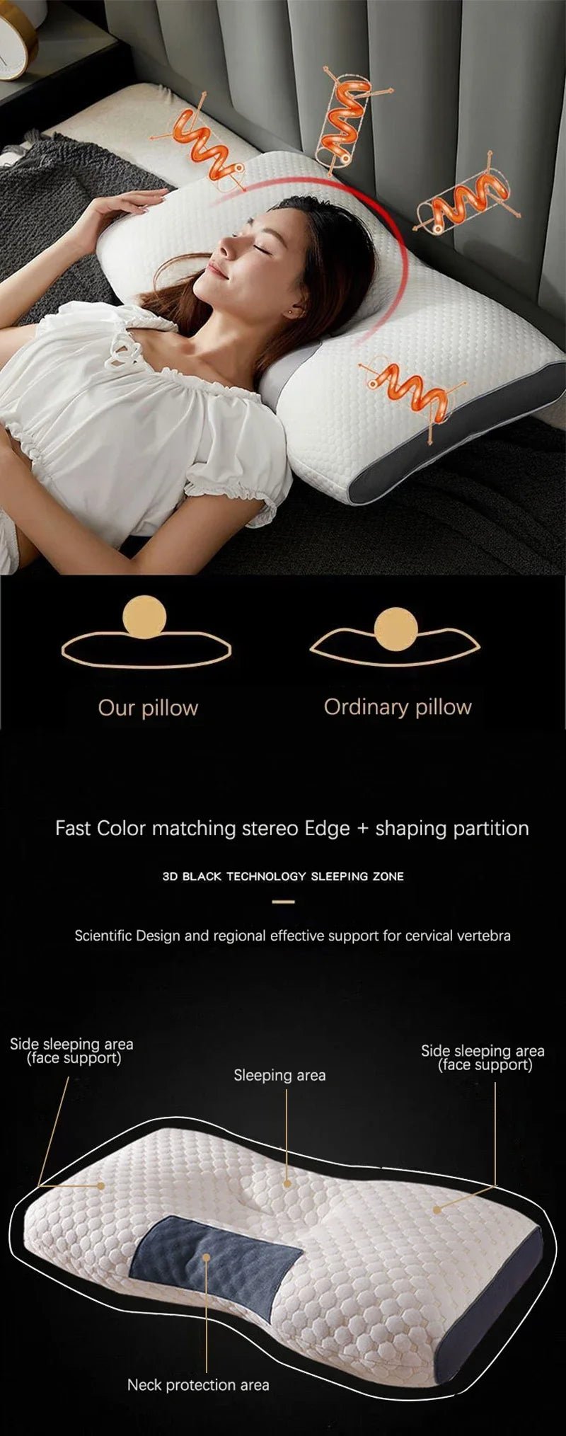 New Neck Pillow Help Sleep And Protect The Neck Cervical Orthopedic Soybean Fiber Massage Household SPA Pillow For Sleeping - MAGUSTA BEAUTY