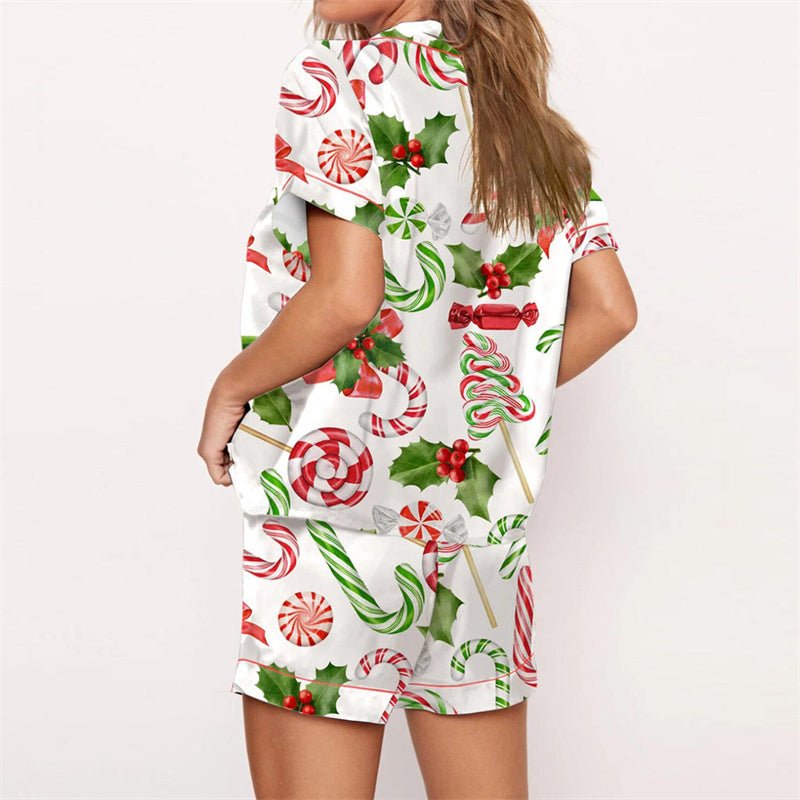 Nutcracker Pajamas Women Christmas Pajama Set Short Sleeve Tops+Elastic Waist Shorts Santa Claus Avatar Print Sleepwear Outfits - MAGUSTA BEAUTY