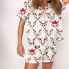 Nutcracker Pajamas Women Christmas Pajama Set Short Sleeve Tops+Elastic Waist Shorts Santa Claus Avatar Print Sleepwear Outfits - MAGUSTA BEAUTY