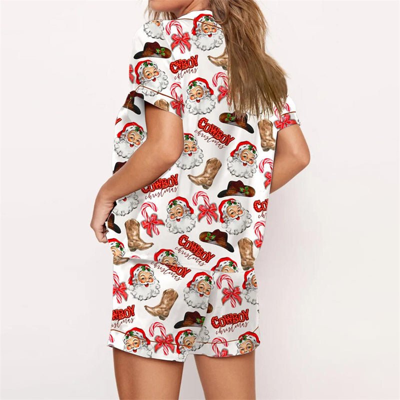 Nutcracker Pajamas Women Christmas Pajama Set Short Sleeve Tops+Elastic Waist Shorts Santa Claus Avatar Print Sleepwear Outfits - MAGUSTA BEAUTY