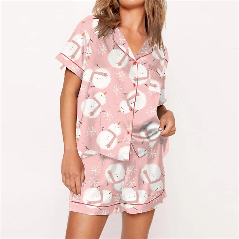 Nutcracker Pajamas Women Christmas Pajama Set Short Sleeve Tops+Elastic Waist Shorts Santa Claus Avatar Print Sleepwear Outfits - MAGUSTA BEAUTY