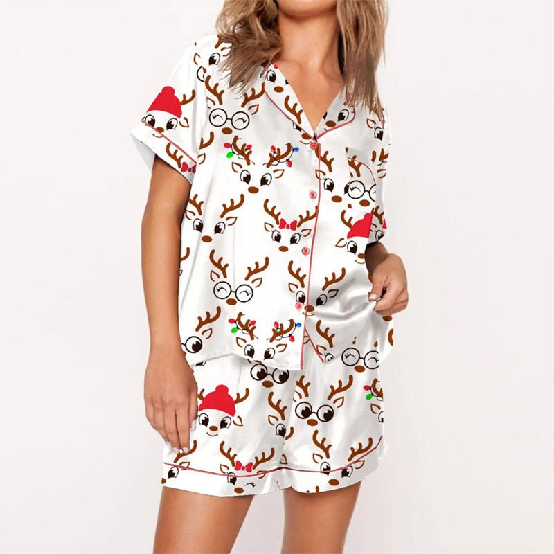 Nutcracker Pajamas Women Christmas Pajama Set Short Sleeve Tops+Elastic Waist Shorts Santa Claus Avatar Print Sleepwear Outfits - MAGUSTA BEAUTY