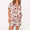 Nutcracker Pajamas Women Christmas Pajama Set Short Sleeve Tops+Elastic Waist Shorts Santa Claus Avatar Print Sleepwear Outfits - MAGUSTA BEAUTY