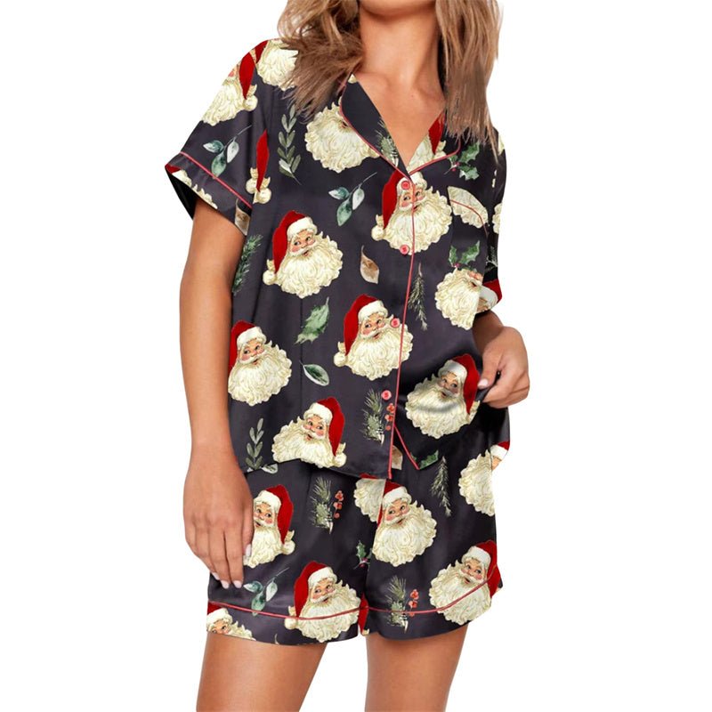 Nutcracker Pajamas Women Christmas Pajama Set Short Sleeve Tops+Elastic Waist Shorts Santa Claus Avatar Print Sleepwear Outfits - MAGUSTA BEAUTY