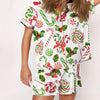Nutcracker Pajamas Women Christmas Pajama Set Short Sleeve Tops+Elastic Waist Shorts Santa Claus Avatar Print Sleepwear Outfits - MAGUSTA BEAUTY