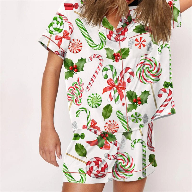 Nutcracker Pajamas Women Christmas Pajama Set Short Sleeve Tops+Elastic Waist Shorts Santa Claus Avatar Print Sleepwear Outfits - MAGUSTA BEAUTY