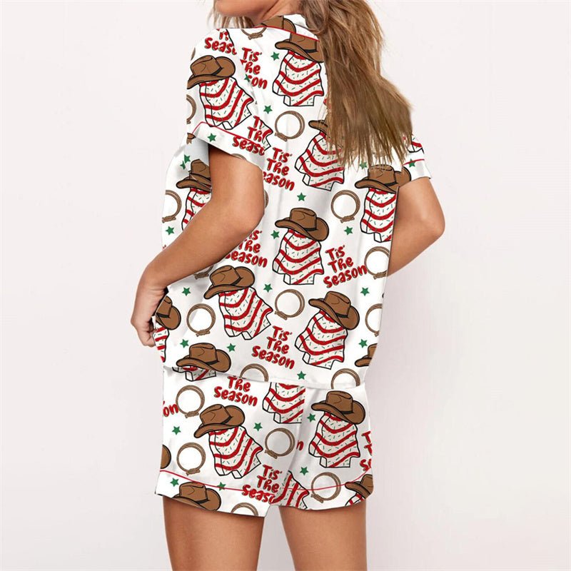 Nutcracker Pajamas Women Christmas Pajama Set Short Sleeve Tops+Elastic Waist Shorts Santa Claus Avatar Print Sleepwear Outfits - MAGUSTA BEAUTY