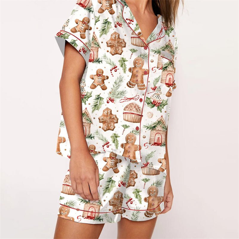 Nutcracker Pajamas Women Christmas Pajama Set Short Sleeve Tops+Elastic Waist Shorts Santa Claus Avatar Print Sleepwear Outfits - MAGUSTA BEAUTY