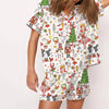 Nutcracker Pajamas Women Christmas Pajama Set Short Sleeve Tops+Elastic Waist Shorts Santa Claus Avatar Print Sleepwear Outfits - MAGUSTA BEAUTY