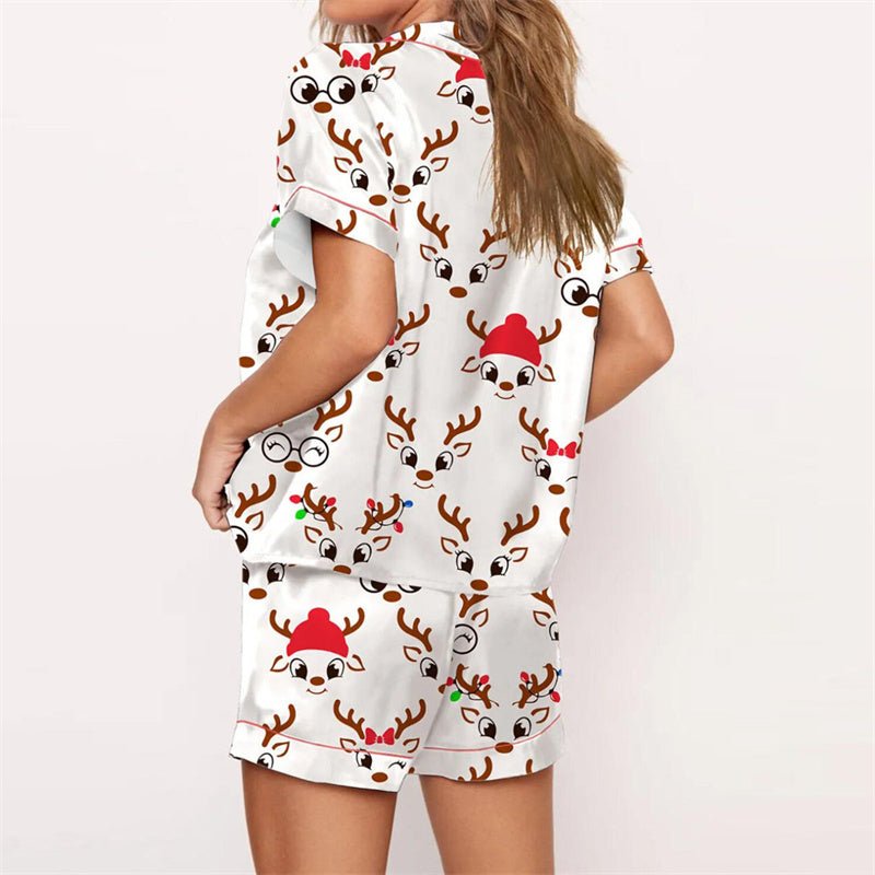 Nutcracker Pajamas Women Christmas Pajama Set Short Sleeve Tops+Elastic Waist Shorts Santa Claus Avatar Print Sleepwear Outfits - MAGUSTA BEAUTY