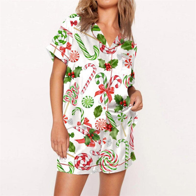 Nutcracker Pajamas Women Christmas Pajama Set Short Sleeve Tops+Elastic Waist Shorts Santa Claus Avatar Print Sleepwear Outfits - MAGUSTA BEAUTY